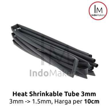 Heat Shrink Tube / Selongsong Bakar / Isolasi Bakar 3mm - Hitam 100cm
