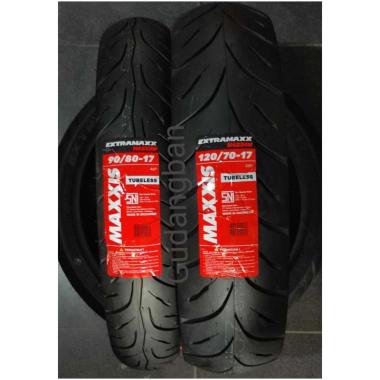 Paket ban maxxis extramaxx 90 80 -17 dan 120 70 17 tubeless