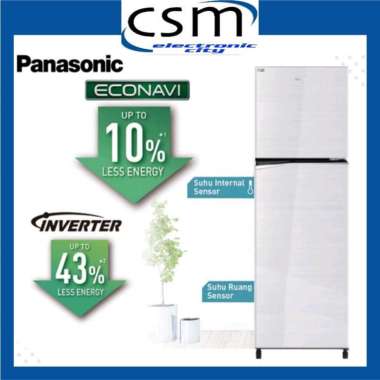 PANASONIC Kulkas Inverter Prime Fresh Econavi 2 Pintu - NR-BB271Q-S GARANSI RESMI NR-BB271-QS Silver