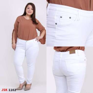 GLORIOUS JEANS Celana Panjang Jeans Wanita Model Skinny Jeans Big Size TRENDY JSK 41 Putih