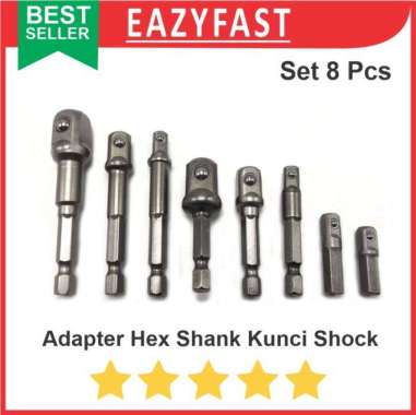Adapter Mata Bor Obeng Hex Shank 1/4 Kunci Shock Sock Sok Set 8 Pcs