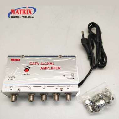 BOOSTER INDOOR DAN SPLITER MATRIX A-204 PENGUAT SINYAL TV 4 WAY ORIGINAL 100 % Multicolor