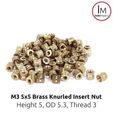 M3 5x5 Brass Knurled Insert Nut Thread 3mm