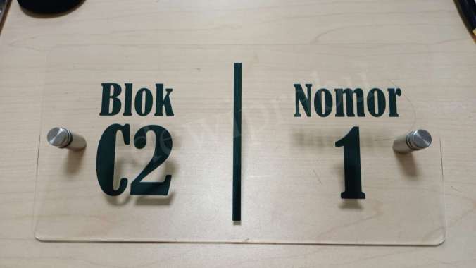Nomor Rumah Akrilik UV Print Laser CUSTOM Cantik Estetik Pin Kaca Hitam