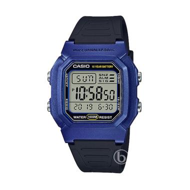 CASIO Dual Time Jam Tangan Pria [W-800HM] Black Blue