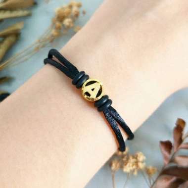 Gelang Tali Inisial Huruf A Bulat Elegant Emas Asli