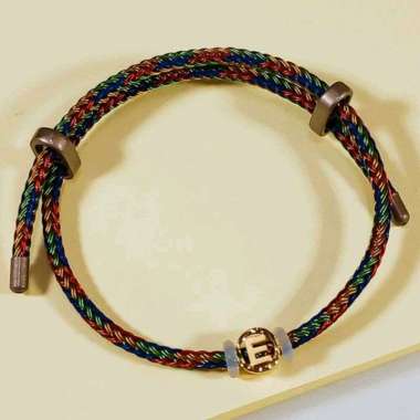 Gelang Tali Inisial Huruf E Elegant Emas Asli