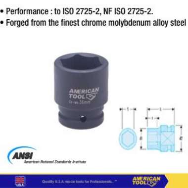 Mata Socket 1/2 DR Impact 24mm 6PT / Impact Socket Wrench 8957857 American Tool Black