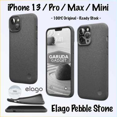 Case iPhone 13 Pro Max Mini Elago Pebble Stone Soft Silicone Premium TPU Shockproof Casing Cover Ori