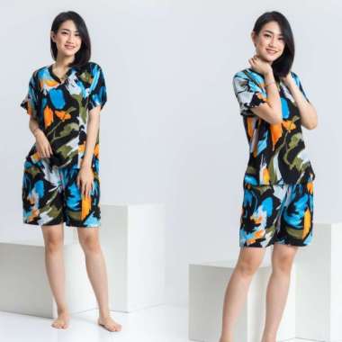 Piyama Baju Tidur Wanita Setelan Kaos Celana Pendek Rayon Busui 01