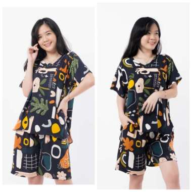 Piyama Baju Tidur Wanita Setelan Kaos Celana Pendek Rayon Busui 09
