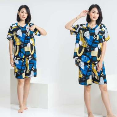 Piyama Baju Tidur Wanita Setelan Kaos Celana Pendek Rayon Busui 08