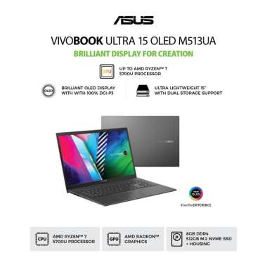 harga ASUS VivoBook Ultra 15 OLED M513UA-OLED751 (AMD Ryzenâ„¢ 7 5700U/8GB/512GB SSD/AMD Radeonâ„¢ Graphics/ 15.6