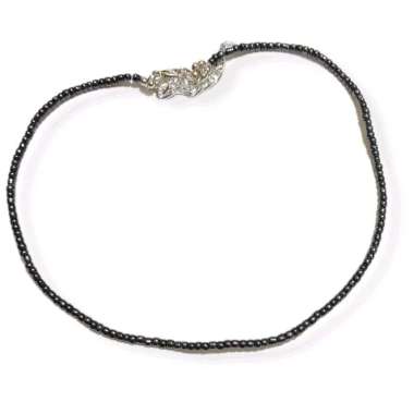 Kalung Beads Plain Choker Necklace Mote Glass Beads Jewelry Black