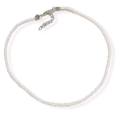 Kalung Beads Plain Choker Necklace Mote Glass Beads Jewelry White