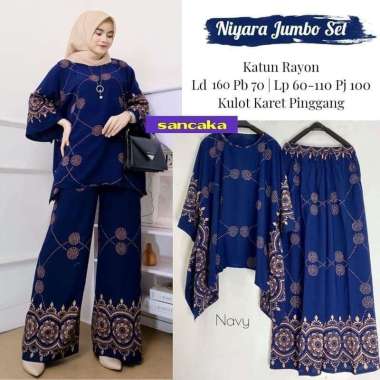 Niyara Jumbo Set - One Set Jumbo Katun Rayon Tidie Premium Busui Setelan Wanita Waka Waka Set Celana