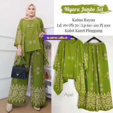 Niyara Jumbo Set - One Set Jumbo Katun Rayon Tidie Premium Busui Setelan Wanita Waka Waka Set Celana