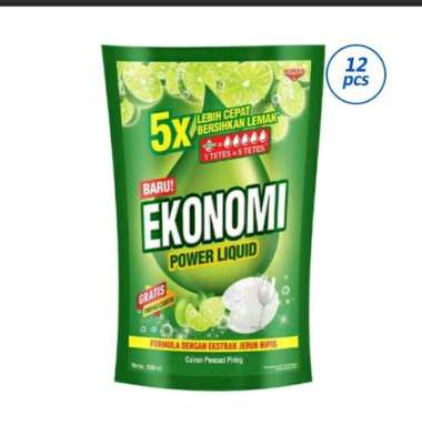 WINGS EKONOMI Power Liquid Cairan Pencuci Piring [780 mL/ Reffil/ 12 Pouch]