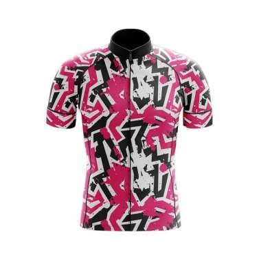 Graffiti Jersey baju Sepeda Roadbike Road Bike Pria - PINKBLACKWHITE S