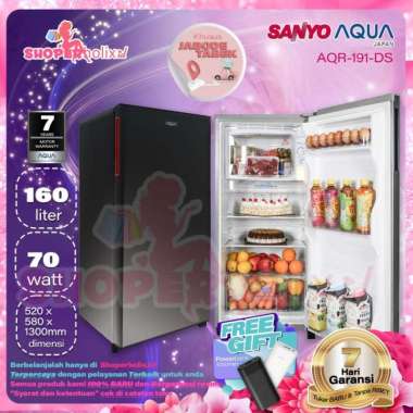 AQUA KULKAS 1 PINTU AQR-D191(DS) / AQR D191 DS 160 LITER Hitam