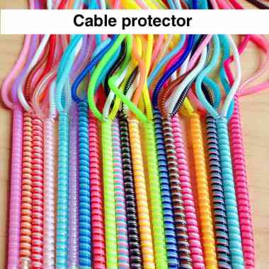 Spiral Pelindung kabel Earphone atau charger isi 1pcs Kuning Putih