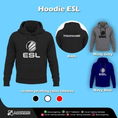 Hoodie ESL Logo || Esports Gaming Apparel Jaket XL Navy