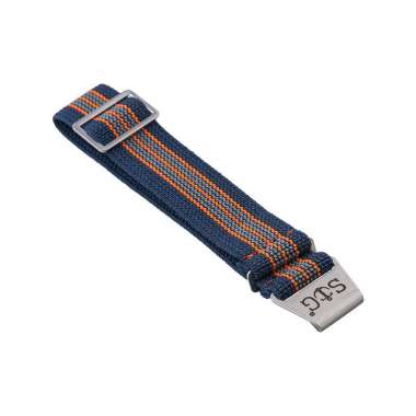 Tali / Strap Jam Tangan Strap Guy MN-KELIMUTU-19A Navy Blue Nylon 3 Orange-Grey Stripe Silver Foldin