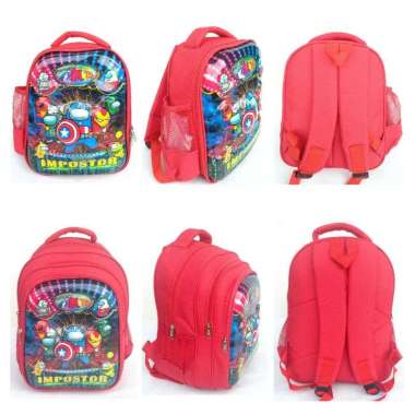 BTS BT21 & Among Us Impostor Tas Ransel Anak Sekolah Emboss Paud,TK & SD Produk Lokal UKM Tanpa Rain