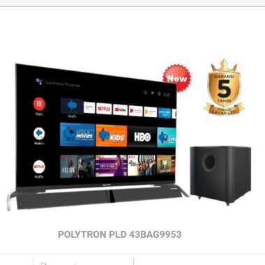POLYTRON LED SMART ANDROID TV 43 INCH DENGAN SOUNDBAR BALI AREA