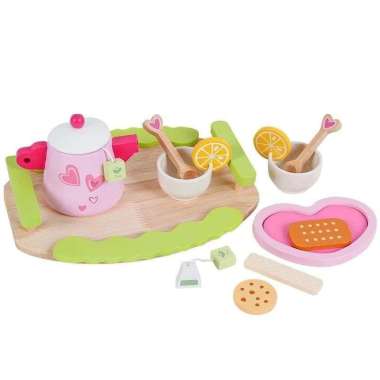 Wooden toys pink afternoon tea set-Mainan anak-anak-pretend play-Mainan edukasi