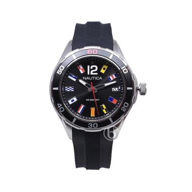 Nautica Spinnaker Casual Jam Tangan Pria [Original/ NAPNS180] Black Silver