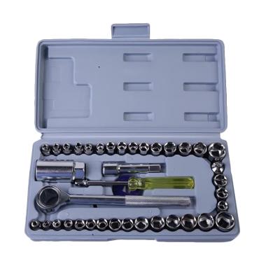 FS - Custom Kunci Sok Set 40 Pcs [ Set Kunci Sock / Socket Wrench ] 01 Silver