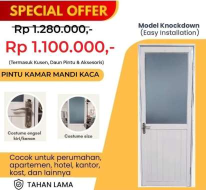 PINTU KAMAR MANDI PROYEK/PINTU KAMAR MANDI HOTEL/PINTU KAMAR MANDI APARTEMEN/PINTU KAMAR MANDI ALUMU