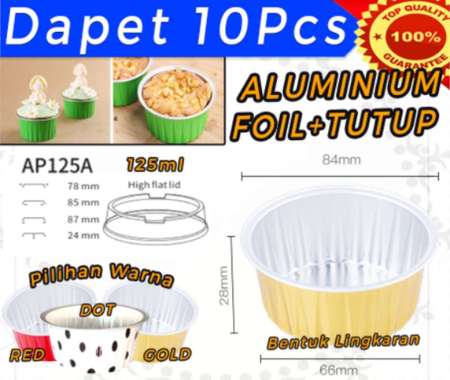 Colorful Aluminium foil baking cup food container + lid 125ml - AP 125 A Gold