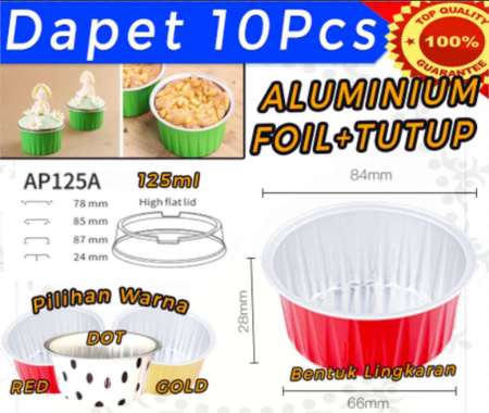 Colorful Aluminium foil baking cup food container + lid 125ml - AP 125 A Red