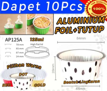 Colorful Aluminium foil baking cup food container + lid 125ml - AP 125 A Dot