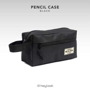 HEYLOOK Tempat Pensil Kotak Pensil Pencil Case Kostak Anak Atk Sekolah Kuliah Kantor Kerja Black