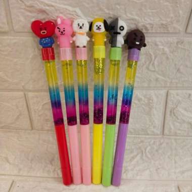 Pulpen Gel Gliter Karakter Doraemon,Bt21,Unicorn,Litte Pony  Bt21