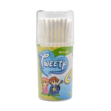 Tweety Plastik Stick Pot Baby Cotton Buds [60 pcs] Hijau