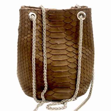 Tas Wanita/Kulit Ular/Holy Serut Coklat Plan