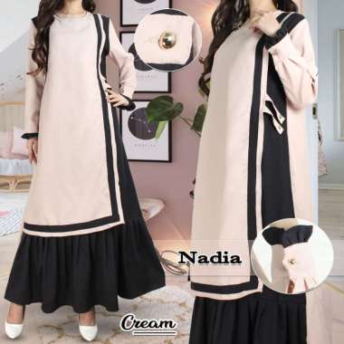 Gamis Nadia Maxy Dress Fashion Muslim Wanita CREAM