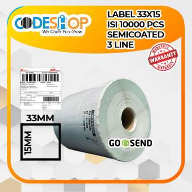 LABEL BARCODE SEMICOATED 33 X 15 33X15 -3 LINE putih