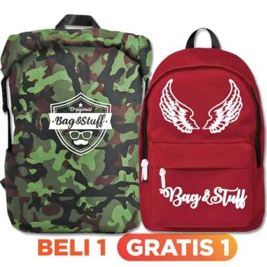 TAS RANSEL PRIA - BELI 1 GRATIS 1 -RAIDEN TAS LIPAT ROLLTOP + GRATIS 1 WINGS TAS SEKOLAH WARNA ACAK 