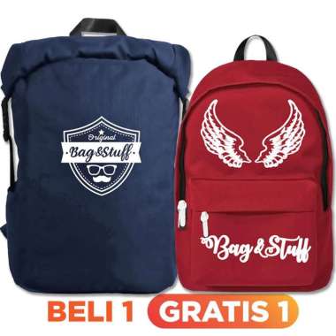 TAS RANSEL PRIA - BELI 1 GRATIS 1 -RAIDEN TAS LIPAT ROLLTOP + GRATIS 1 WINGS TAS SEKOLAH WARNA ACAK 