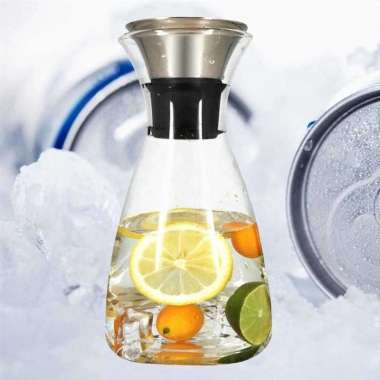 Teko Teh Kaca Gelas Transparan Bening - Botol Minum Kaca Kopi Pitcher 1500 mL Transparan