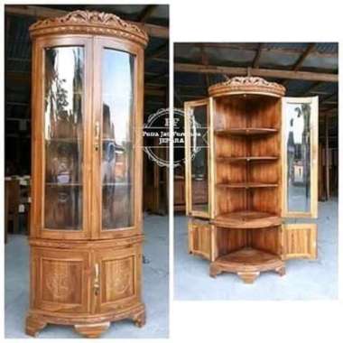 Furniture Jepara Lemari Pojok Hias Ukir Kayu Jati