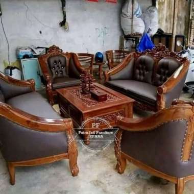 Mebel Jati Furniture Jepara Sofa Ruang Tamu/ Meja Kursi Ukir/ Meja