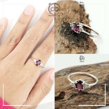 Cincin Wanita Perak Bali Asli 925 Natural Rhodolite Garnet 23