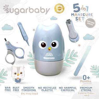 5in1 Manicure Set Nature Series (Perlengkapan Manikur Bayi 5in1) Blue (Little Owl)
