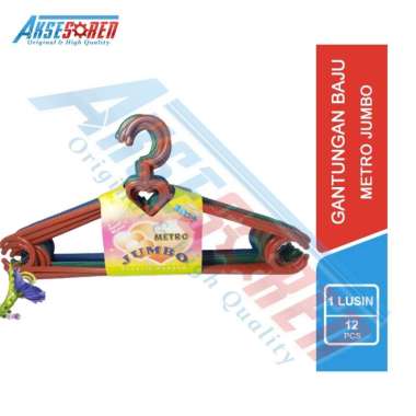 Gantungan Baju Metro Jumbo [1 Lusin/12 Pcs] / Hanger Pakaian Anak Multifungsi / Anger Plastik Murah 